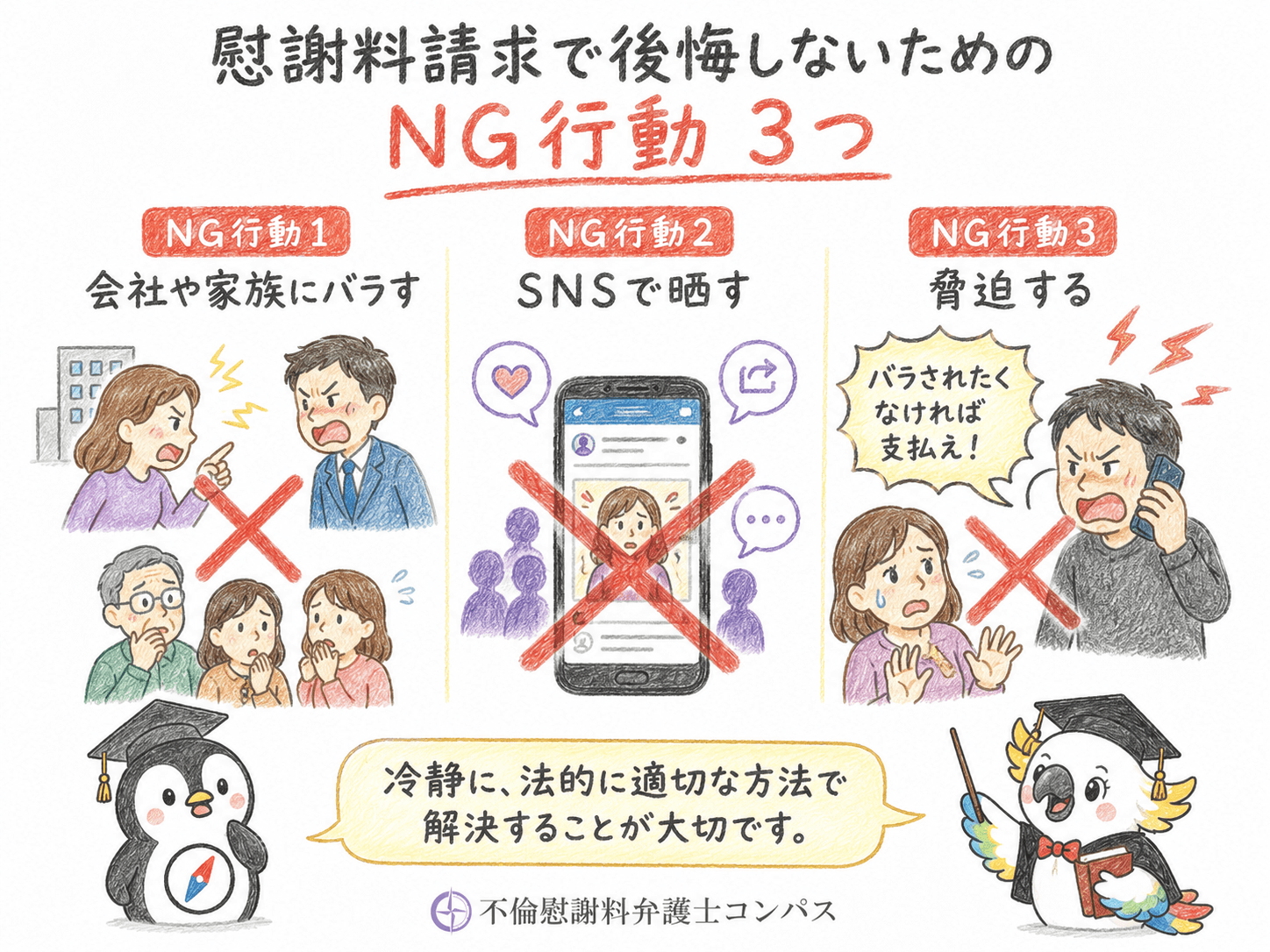 ８章　慰謝料請求で後悔しないためのＮＧ行動３つ